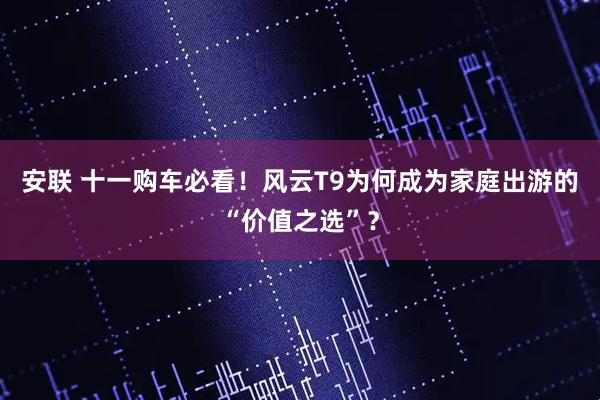 安联 十一购车必看！风云T9为何成为家庭出游的“价值之选”？