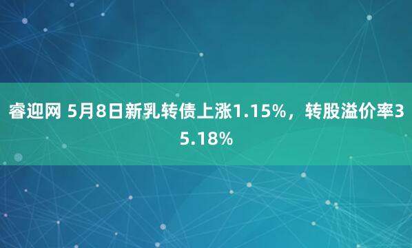 睿迎网 5月8日新乳转债上涨1.15%，转股溢价率35.18%